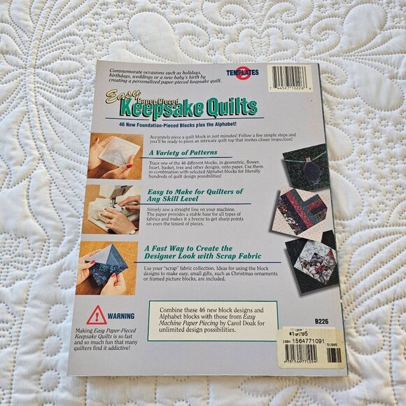 Easy Paper-Pieced Keepsake Quilts Book By Doak, Block & Alphabet, Vintage 1995 - Picture 2 of 10